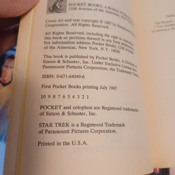 Star Trek Paperbacks 1987, 3 are 1989 and one 1994 Pocket Books Lot of 5 Books - Picture 9 of 12